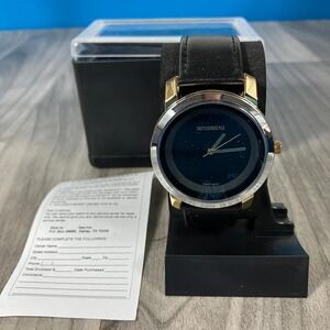 Rousseau Mens Quartz Watch Black Leather Strap New With Box‎